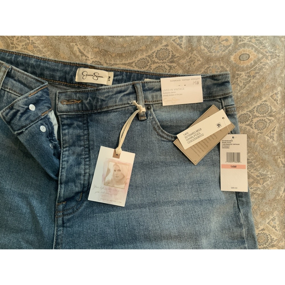 Jessica Simpson Womens High Rise Distressed Straight Leg Jeans Blue 14W 30169460 - Picture 6 of 6